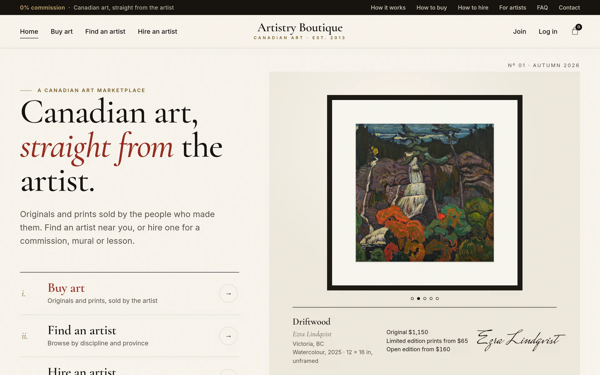 Artistry Boutique website